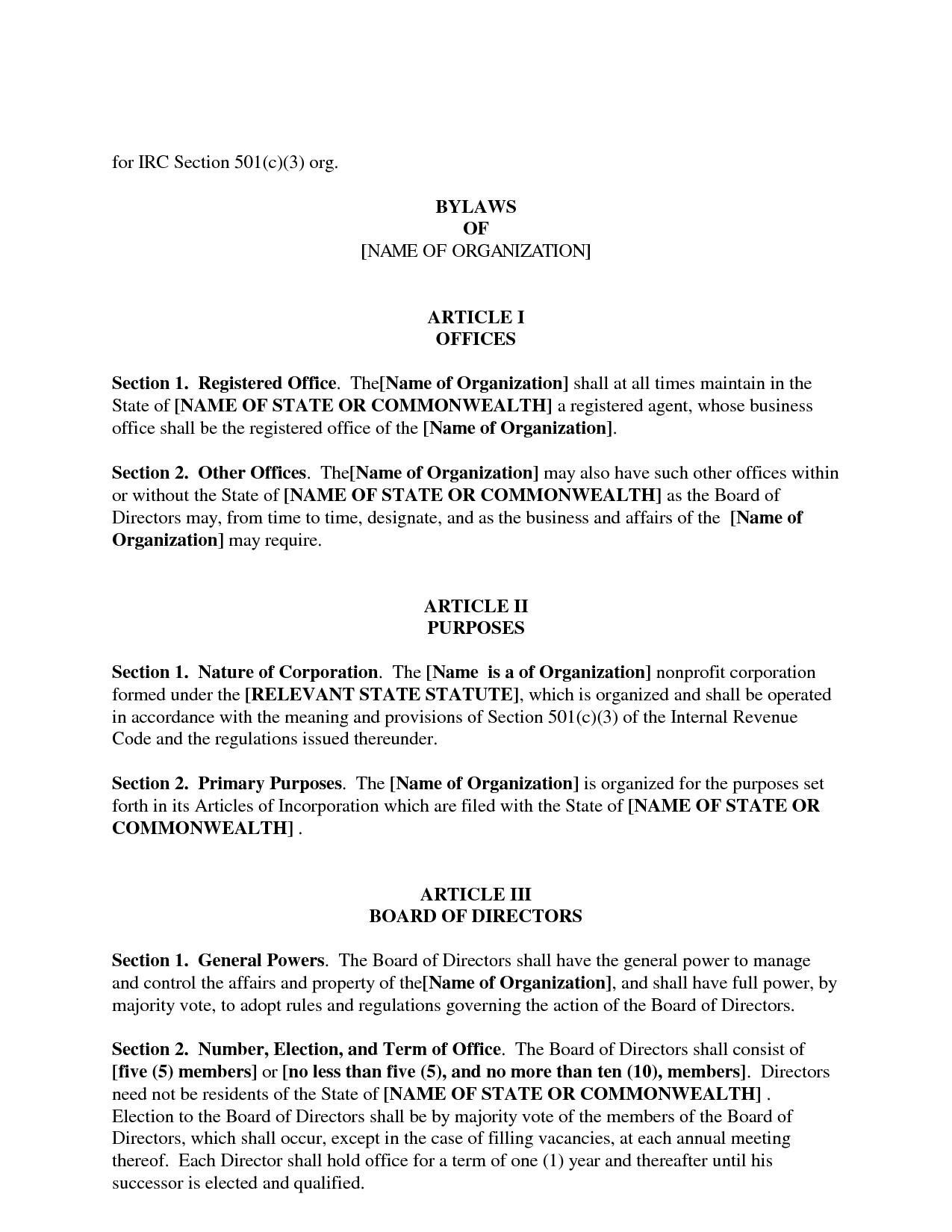 Committee Bylaws Template Templates #NjkzMzE Resume Examples